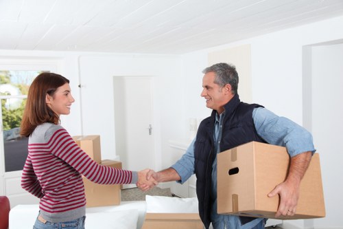 Packed furniture and boxes ready for local transport